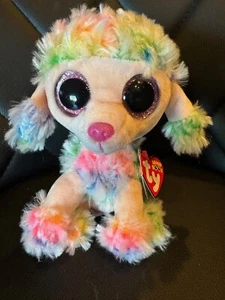 Ty Beanie Boos "Rainbow" el perro caniche multicolor con ojos brillantes 6" - Nuevo - Imagen 1 de 7
