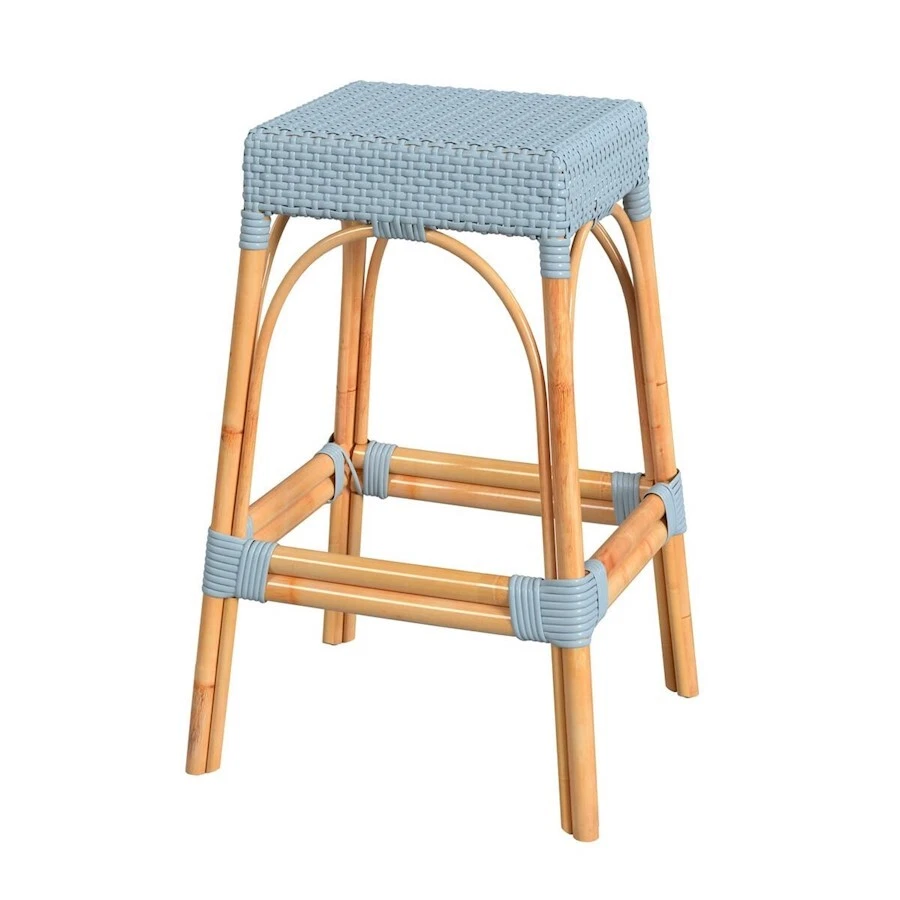 Butler Robias Rectangular Rattan 30" Bar Stool, Baby Blue - 5604341 - Image 1 of 1