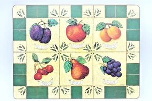 Vintage Pimpernel Fruit Placemat Hard Cork Back Plum Apple Pear Grape Kitchen - Picture 1 of 6