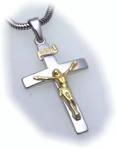 Colgante Cruz con Jesús Plata Auténtica 925 Parcialmente Oro 31 Plata Esterlina Unisex - Imagen 1 de 2