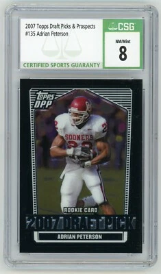 ADRIAN PETERSON 2007 Topps DPP Chrome Black Rc #135 CSG 8 Minnesota Vikings - Image 1 of 2