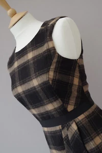 Hobbs Check Wool Blend Dress Size UK 8 Black & Beige JE1585 - Picture 1 of 7