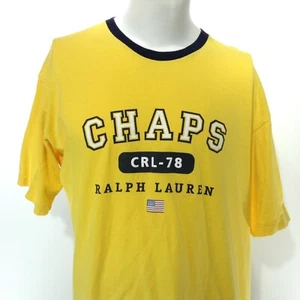 Camisa CHAPS Para Hombre Amarilla Mangas Cortas Cuello Redondo GRANDE Hechizada RALPH LAUREN Usada en Excelente Condición - Imagen 1 de 9