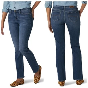 Lee Regular Fit Straight Leg Jean Mid Rise Medium Wash Women's Petite Size 16 - Picture 1 of 12
