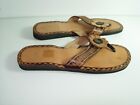 Womens Brown Leather Hippie Boho Flip Flops Thongs Sandals Heels Shoes Size 9 M