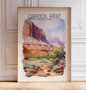 Capitol Reef National Park Watercolor Travel Poster - US National Park Print  - Picture 1 of 11