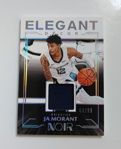 Ja Morant 2019-20 Panini Noir Elegant Decor Player Worn Patch 44/65 RC Grizzlies