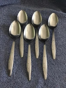 Vtg Stainless Spoons Japan MCM Lot 6 Tablespoons Soup Spoons Large - Picture 1 of 6