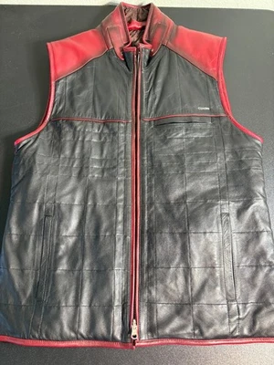 Men's CUADRA Ovine Sheep Skin Reversible Vest Black & Red NEW w Garment Bag - Image 1 of 4