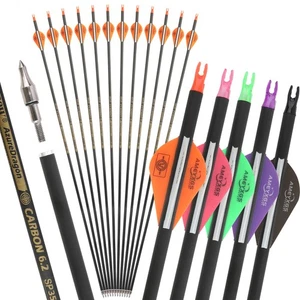 30" Pure Carbon Arrow SP300-600 Archery Compound Bow Shooting Hunting Target - Picture 1 of 33