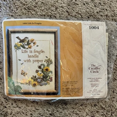 Vtg Creative Circle Embroidery Crewel Kit 1004 Life Is Fragile - Image 1 of 4