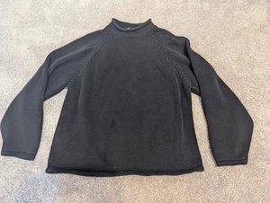 Suéter Vintage J Crew Cuello Redondo Pescador Algodón Pesado Tejido Negro Para Hombre XL 90’s - Imagen 1 de 11