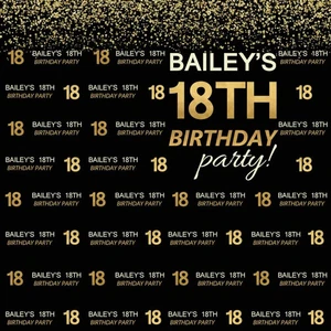 30TH THIRTIETH THIRTY BANNER BLACK GOLD BACKDROP DECORATION BIRTHDAY PARTY - Picture 1 of 4