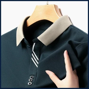 Men Solid Color Short Sleeve Polo Shirt Casual Summer Comfortable Top - Afbeelding 1 van 29