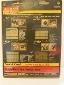 Craftsman EasyFire Staple & Brad Nail Project Pack, 4000 pezzi 968545 - NOS - Foto 1 di 2