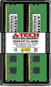 A-Tech 32GB 2x 16GB DDR5 4800MHz PC5-38400  1Rx8 EC8 ECC RDIMM Server Memory RAM - Picture 1 of 1