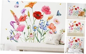 6 Pcs Flowers Wall Decals Stickers Vinyl Removable Peel and Stick Exquisite - Picture 1 of 7