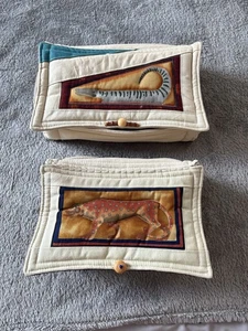 Zwei afrikanische handgefertigte Stoff Schmuck Aufbewahrungsboxen - Bild 1 von 10