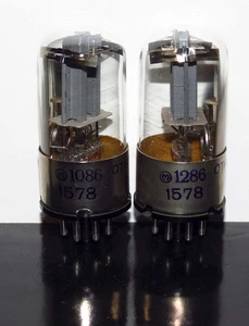 Rare! Matched Pair of 6N8S/1578=6SN7 MELZ 1986 Grey Anodes Metal Base Tubes - Picture 1 of 2