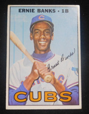 1967 topps baseball  hall fame  great # 215 ernie banks nice grade card