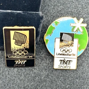 2 TNT SPORTS Lillehammer '94 Olympic Media Pins in Excellent + condition - Picture 1 of 7