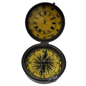 Reloj de bolsillo brújula náutica reloj de latón de Navidad aspecto antiguo regalo padre/palabra - Imagen 1 de 6