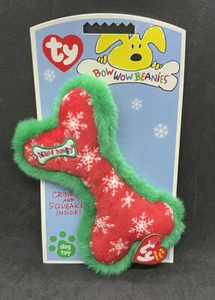 Ty Bow Wow Beanies Snowflake Bone Plush Dog Toy Squeak Puppies Christmas 7 Inch - Picture 1 of 4