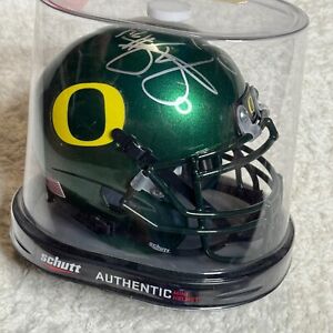Oregon Ducks Mini Helmet Signed Jeremiah Johnson RB Green U of O Schutt Display