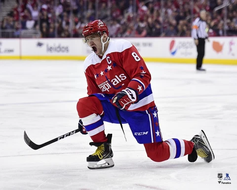 Alex Ovechkin Washington Capitals Alternate Jersey Goal Celebrate 16x20 Photo Cover
