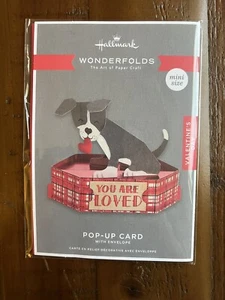 Mini tarjeta emergente Hallmark San Valentín perro "You Are Loved" (nueva en paquete) - Imagen 1 de 2