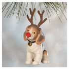 3.5' Bethany Lowe On Patches Dog Beagle Reindeer Vntg Christmas Ornament Decor