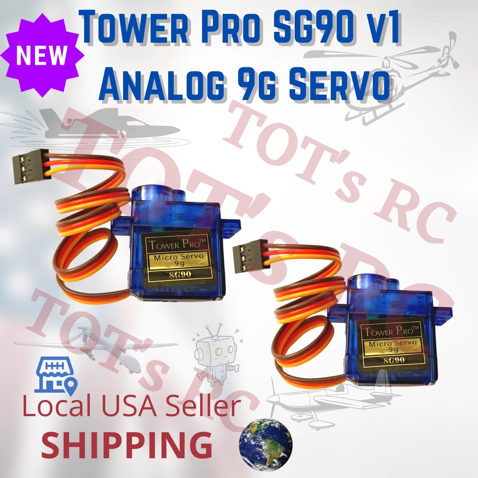 2pk Ver. 1 Tower Pro SG90 Mini Servo Motor RC Robotics Plane Heli fpv arduino - Image 1 of 4