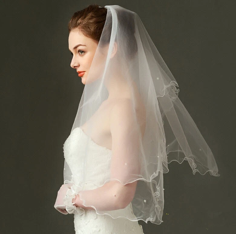 Braut Hochzeit Schleier Brautschleier Blumen Wending Beige - Bild 1 von 1