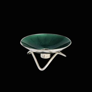 Eigil Jensen / A. Michelsen. Sterling Silver Candlestick with dark green Enamel. - Picture 1 of 6