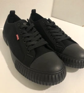 Levis Men's Anikin-C-CVS Sneakers Canvas Low-Top Shoes Mono Chrome size 9 - Picture 1 of 6