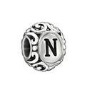 Authentic 925 Sterling Silver Letter N Initial Alphabet European Charm Bead