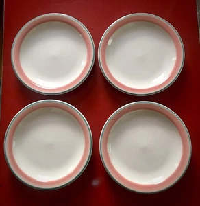 Homer Laughlin China Bread /Salad Plate 7.25” X4 Pink & Teal Rim - Picture 1 of 13