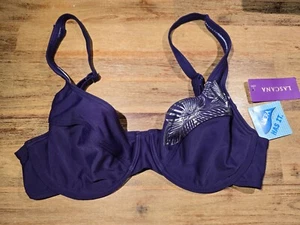 LADYLIKE: LASCANA Bikini-Oberteil mit Bügel, 42 Cup B, Plum-Silber, NEU+ETIKETT - Bild 1 von 5