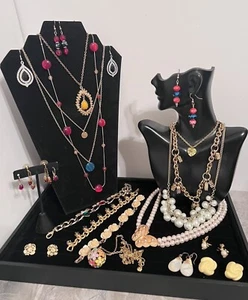 Vintage Mod Gold Silver Tone Necklace Bracelet Earrings Jewelry Lot Kjl Avon Jcr - Picture 1 of 14