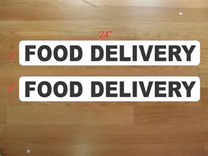 2 FOOD DELIVERY Black & White Magnetic Signs 3"x24" 1 Pair for Car Truck SUV - Picture 1 of 3