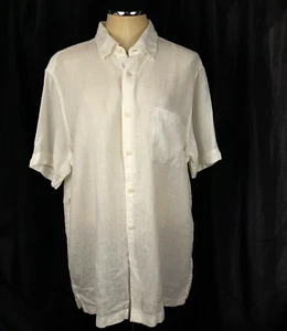 Club Room Shirt Mens XL White Luxury 100% Linen Button up Casual Preppy Beachy - Picture 1 of 8