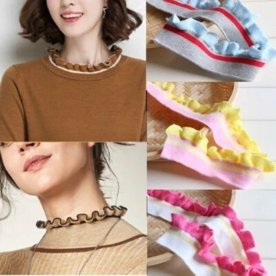 2 X Elastic Knitted Wavy Trims Apparel Collar Hem Rib Stripe Ribbon Accessories - Image 1 of 4