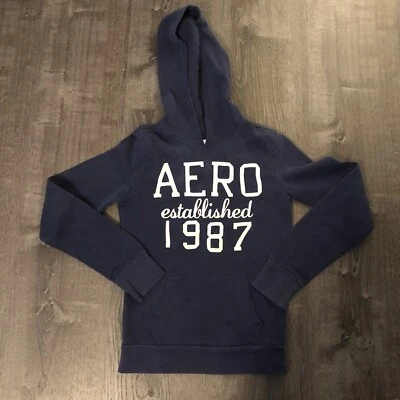 Aeropostale Aero 1987 Mujer Azul Manga Larga Sudadera con Capucha Pullover Talla XS Foto 1 de 3