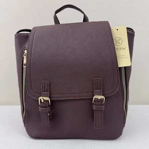 KK Xiu Faux Leather Purse Handbag Burgundy Adjustable Backpack Straps - Bild 1 von 14
