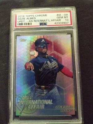 Ozzie Albies 2018 TOPPS CHROME UPDATE International Affair PSA 10 RC - Image 1 of 2