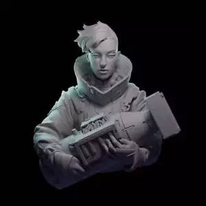 1/10 BUST Resin Model Kit Beautiful Girl Space Alien Post Apocalypse Unpainted - Picture 1 of 4