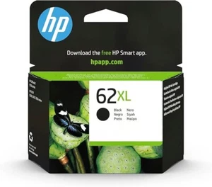 HP 62XL Original Ink Cartridge Black High Yield Prints Up to 600 Pages NEW - Afbeelding 1 van 3