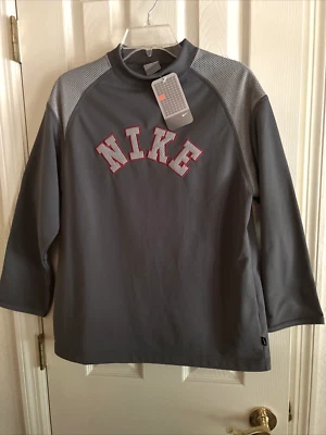 Nike Boys Shirt Sz L large ~ long sleeve ~ dark & light  gray ~ stitched letters - Image 1 of 4