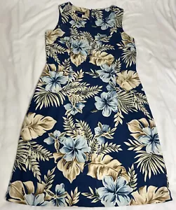 Izod Damen Kleid Seide blau Blumen Hawaii tropisch ärmellos Größe 10 gebraucht, in einwandfreiem Zustand - Bild 1 von 13