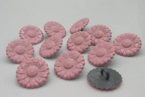 11/16"  Pink Painted Metal Daisy Flower Shank Back  Buttons 12 pieces  18mm - Picture 1 of 6